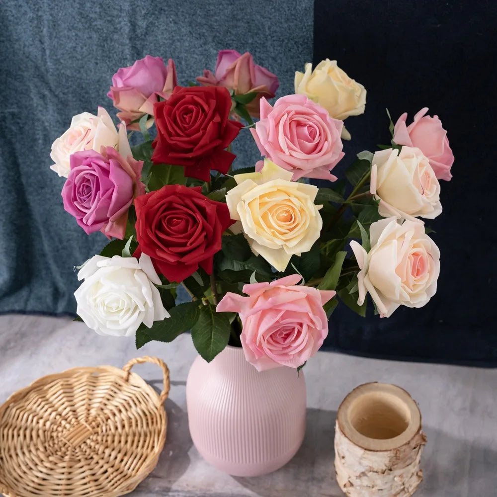 fleurs artificielles roses en tissu pour décoration florale mariage jardin - vue 5 sur 12
