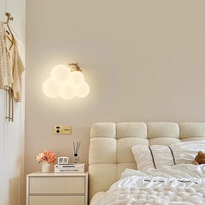 appliques murales led minimalistes singe lapin nuage pour enfants