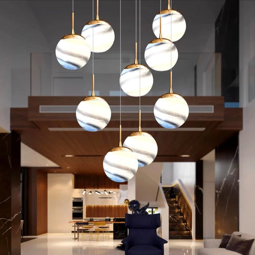 Lustre d'escalier moderne lampes suspendues éclairage intérieur plafonnier suspension led lustres pour salon éclairage intérieur