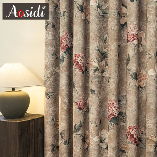 Rideau occultant floral moderne pour salon chambre fenetre