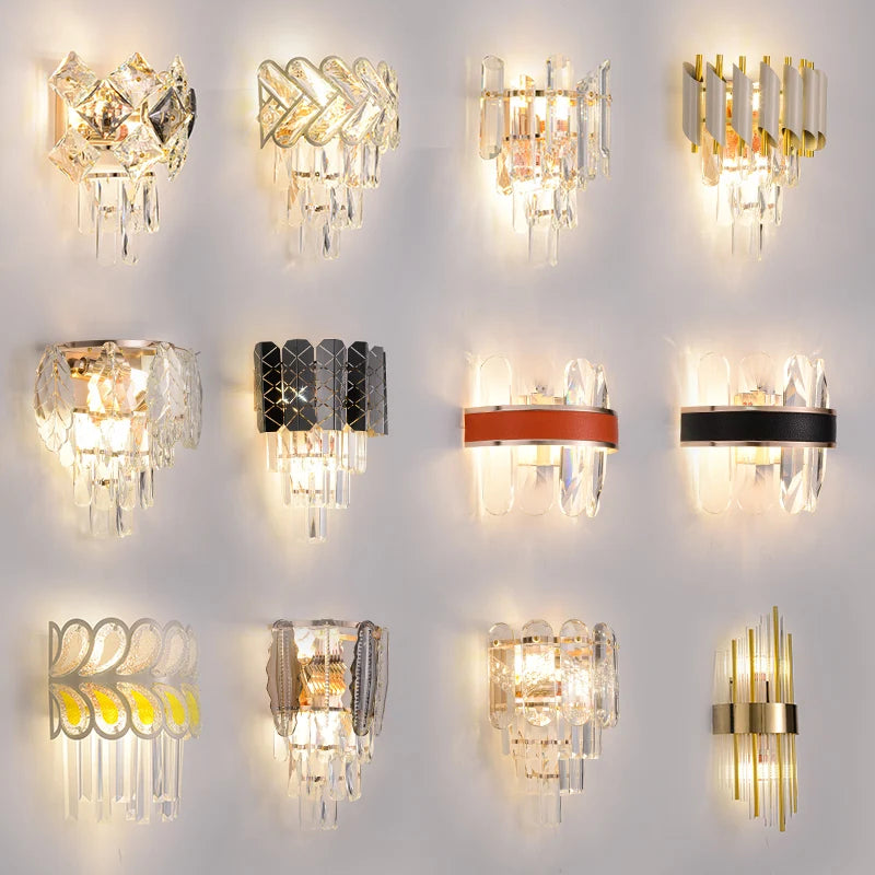 applique murale led en cristal et acier inoxydable pour intérieur moderne - vue 3 sur 18