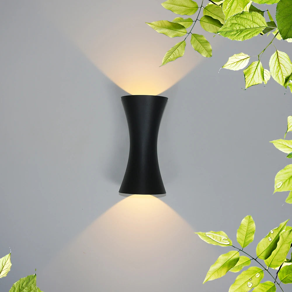 Applique murale étanche extérieure 12W lumière LED COB en aluminium noir luminaire AC85-265V étanche IP65 chambre porche applique murale