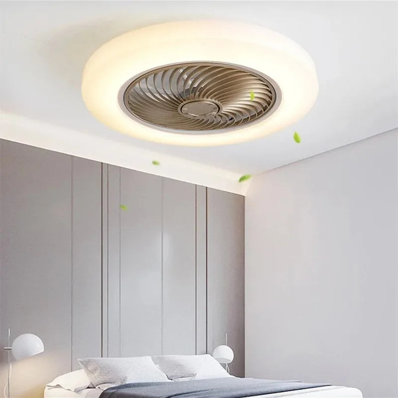 ventilateur de plafond avec télécommande dimmable et lumière LED minimaliste - vue 3 sur 11