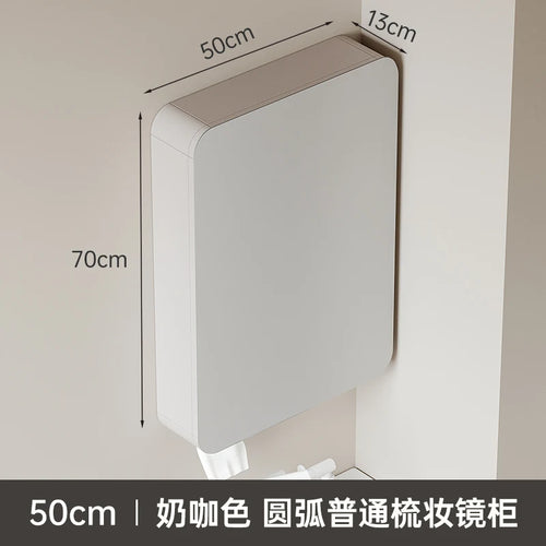 armoire circulaire en aluminium avec miroir éclairage intelligent et rangement - vue 28 sur 32