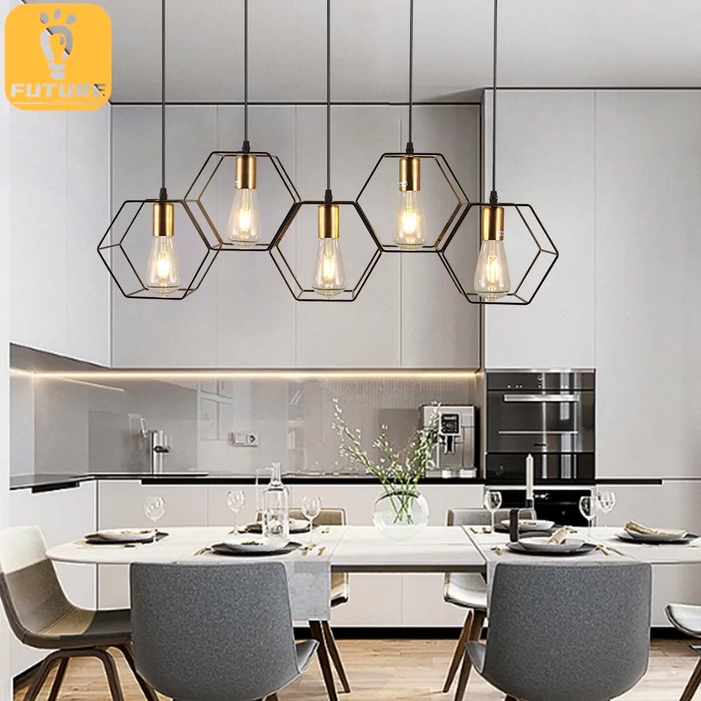 Plafonnier LED suspendu au design géométrique E27 - vue 2 sur 11