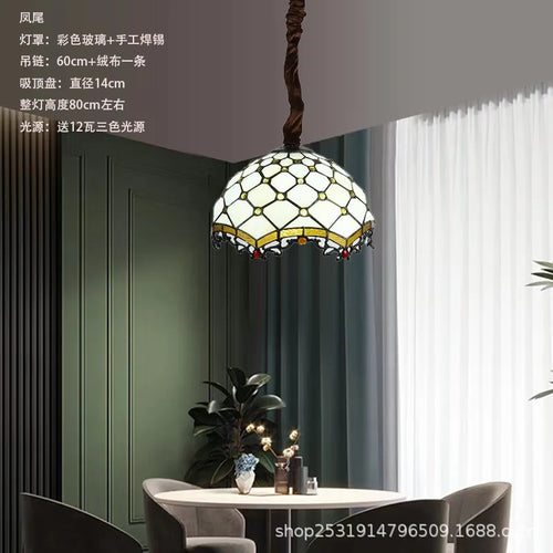 lustre rétro en verre teinté style méditerranéen pour restaurant et hall - vue 19 sur 18