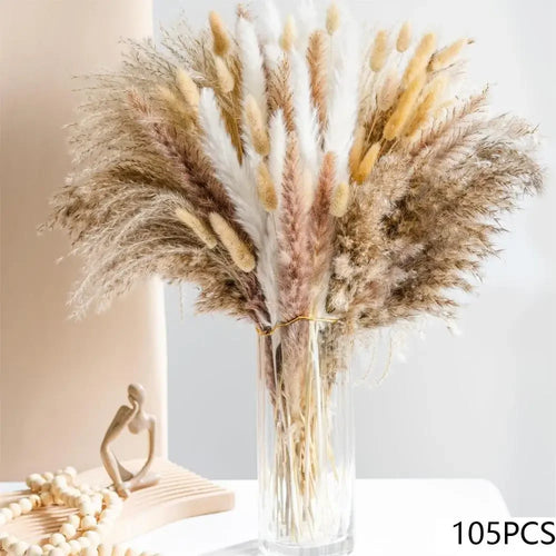 lot de 100 bouquets dherbe de pampa pour décoration bohème mariage - vue 8 sur 13