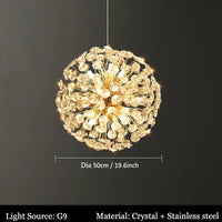 lustre led suspendu en cristal design moderne décoratif luxe 2024