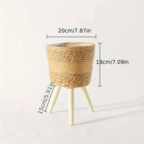 pot en bois tressé pour fleurs et rangement décoratif intérieur