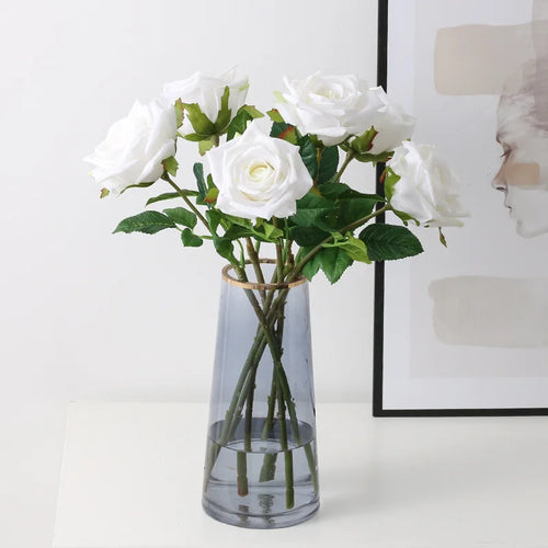 fleurs de roses artificielles en latex pour décoration élégante - vue 6 sur 11