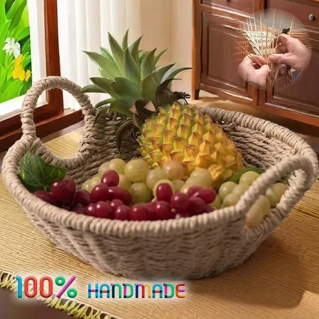 panier de rangement écologique en corde de papier et rotin - vue 3 sur 6