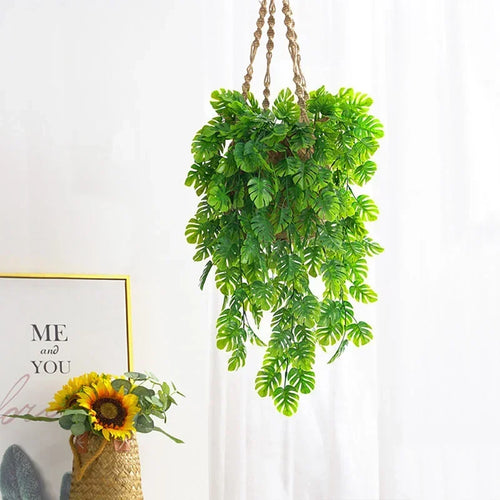 guirlande de feuilles de monstera artificielles pour décoration intérieure et extérieure - vue 2 sur 10