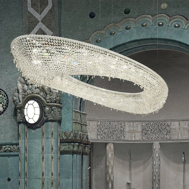 lustre en cristal transparent au design créatif et élégant - vue 4 sur 10
