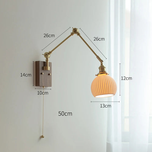 iwhd Applique murale led pivotante en cuivre avec interrupteur à chaîne - vue 15 sur 23