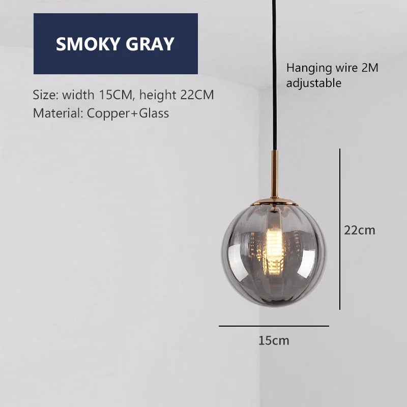 lustre moderne en verre design suspendu lumineux nordique - vue 14 sur 14