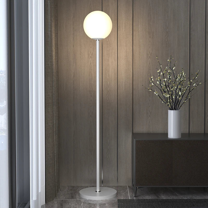 Lampadaire verre moderne blanc noir E27 - vue 6 sur 8
