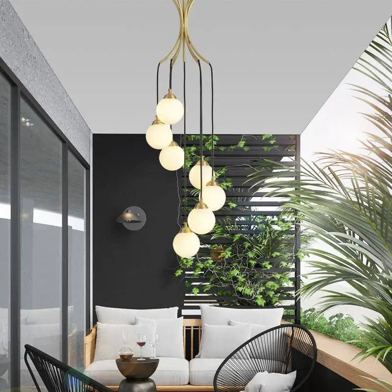 lustre à led art déco en cuivre pour éclairage élégant - vue 5 sur 8