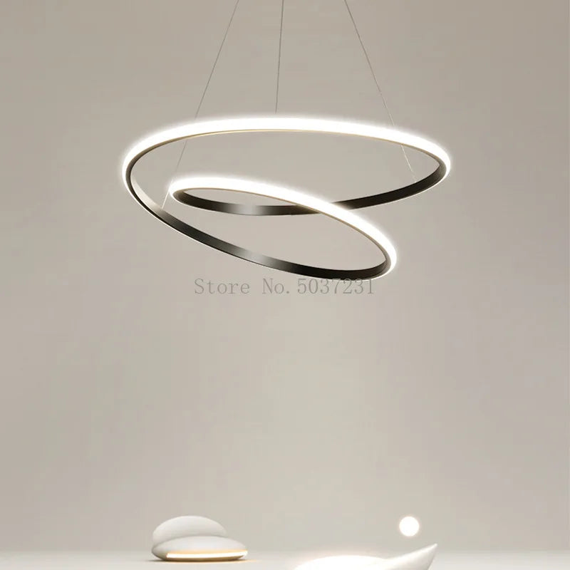lustre circulaire moderne led éclairage suspendu nordique - vue 4 sur 10
