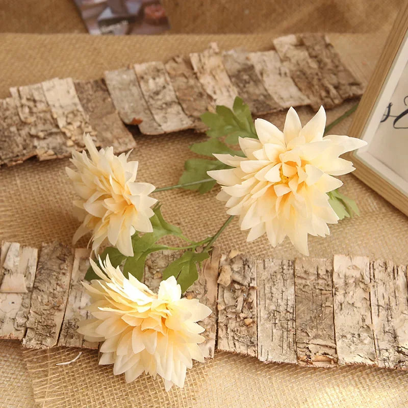 lot de 4 branches de dahlia artificielles en soie décoratives - vue 4 sur 7