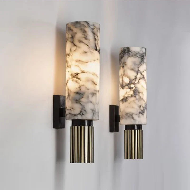 FSS moderne chinois marbre applique cuivre lumière luxe naturel marbre applique Villa allée couloir chambre étude applique