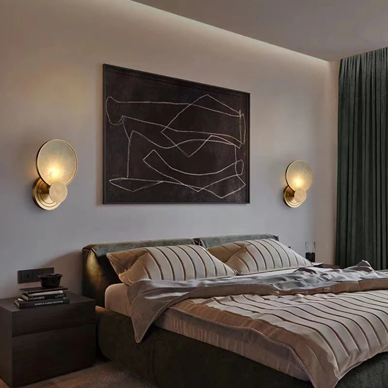 applique murale led ronde en marbre naturel design moderne pour intérieur - vue 3 sur 7