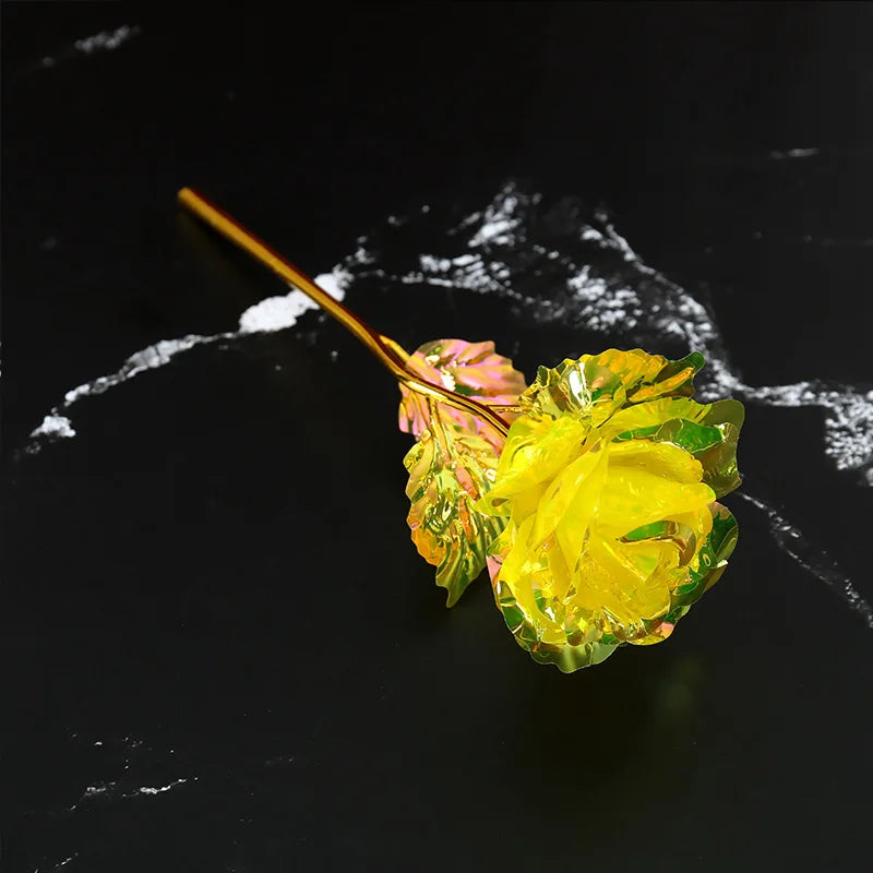 fleur de rose artificielle en métal doré décorative à offrir - vue 17 sur 19