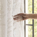 Voilage tulle brodé feuilles pour fenêtre salon cuisine