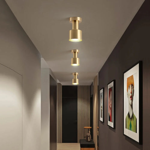 Balcony, American All Copper Ceiling, Small Ceiling Lamp, Nordic Modern Simple Cloakroom, Creative Porch, Entrance Hall Lamp - vue 4 sur 9