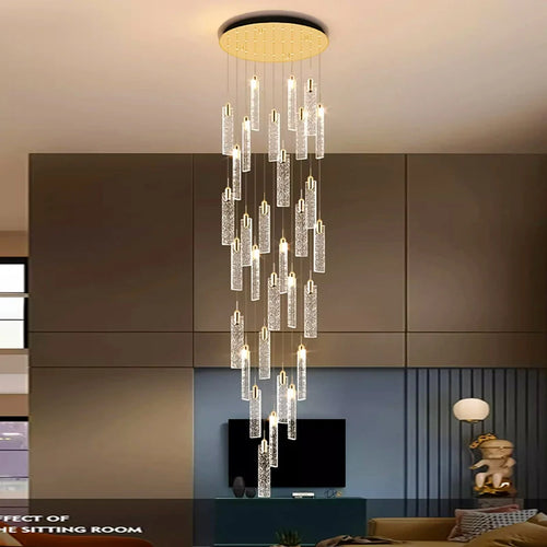 Lustre design Nordique à suspensions dorées tombantes