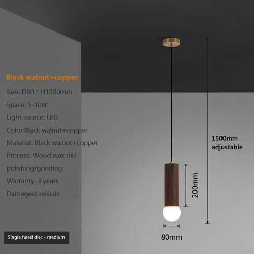 suspension noyer lustre chinois barre tête lampes - vue 9 sur 13