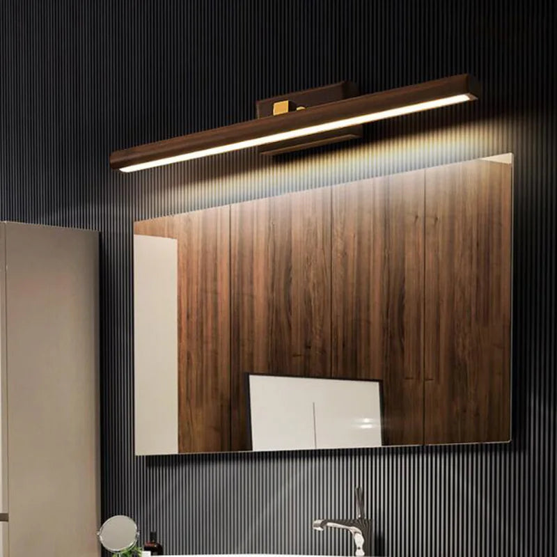 Nordique 40cm bois miroir avant lampe LED intérieur applique murale pour armoire salle de bain chevet lecture maison intérieur décor applique murale 6pa