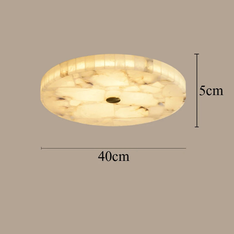plafonnier led circulaire en marbre texture naturelle style européen - vue 6 sur 7