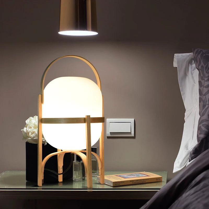 lampe sur pied bois moderne art éclairage table salon étude chambre portable - vue 6 sur 8