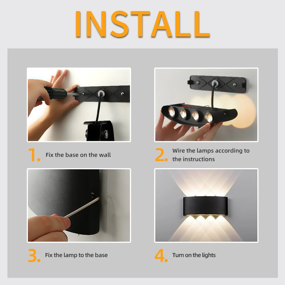 applique murale extérieure led luminaire étanche pour jardin décoratif - vue 5 sur 14