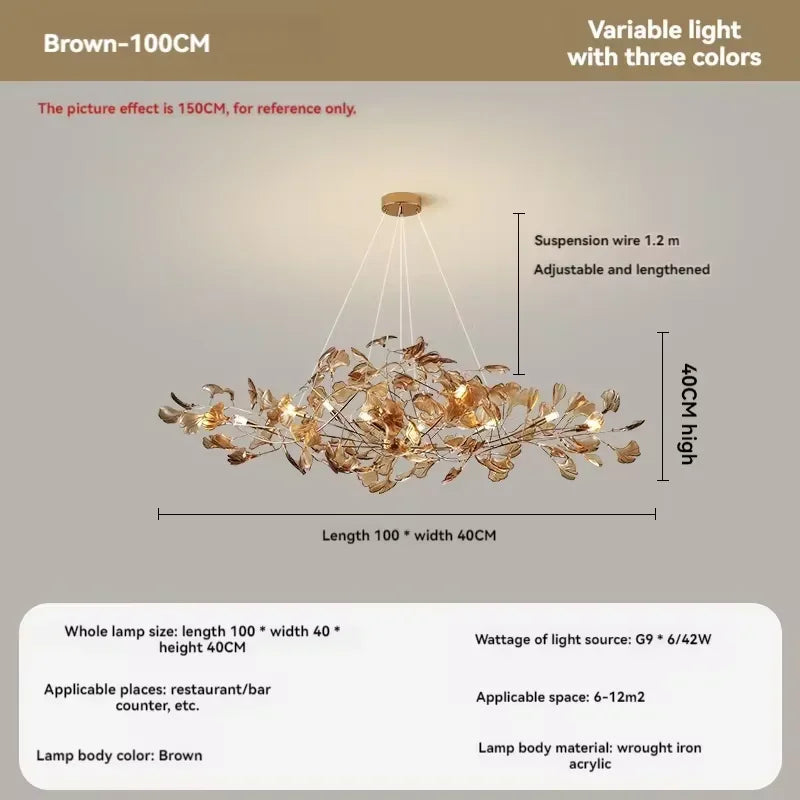 lustre romantique nordique artpad avec feuilles en acrylique pour la maison - vue 15 sur 21