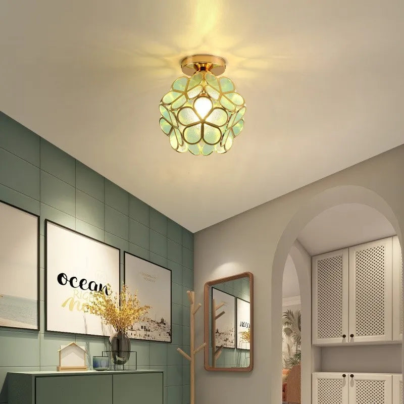 Lampes de plafond à tête unique Macaron en forme de pétale de lumière LED moderne pour les luminaires de salle à manger de balcon d'entrée d'allée de couloir