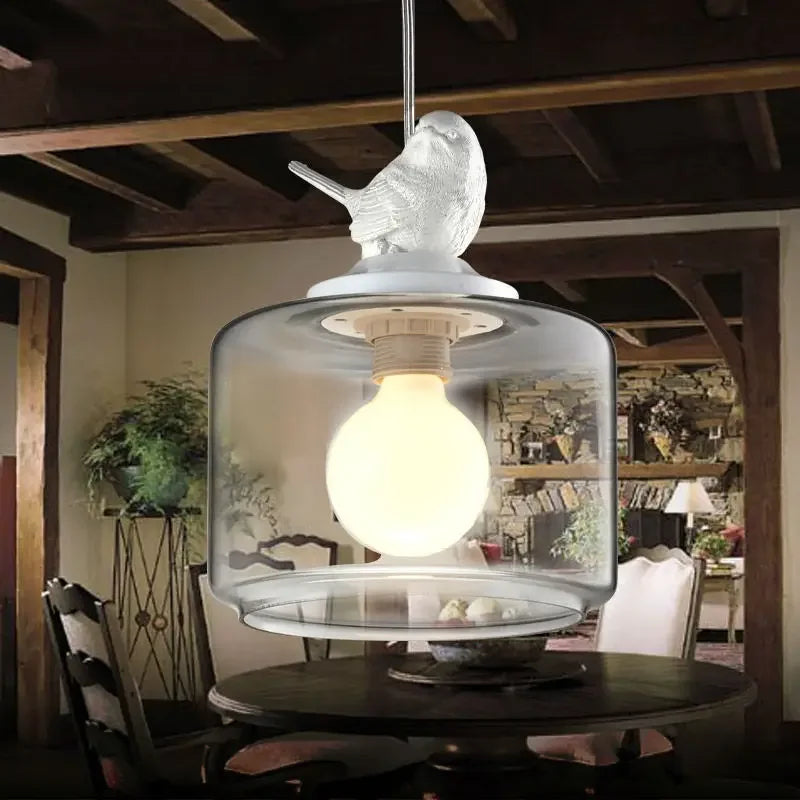 Suspension moderne créatif oiseau led en verre - vue 3 sur 8