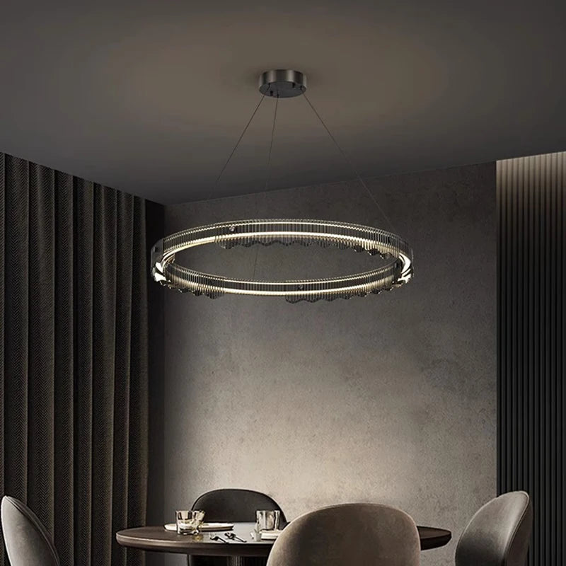 lustre moderne design rond en métal pour éclairage intérieur