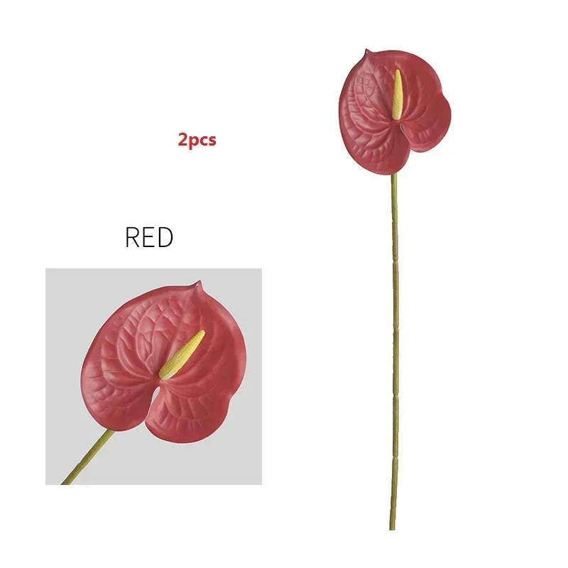feuilles d'anthurium artificielles pour décoration florale et jardin - vue 15 sur 24