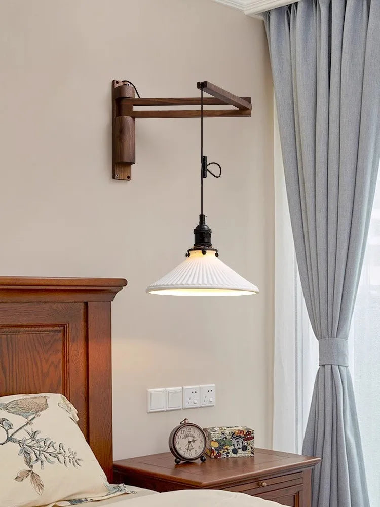 applique murale pliante rétro en noyer pour ambiance nostalgique - vue 3 sur 11