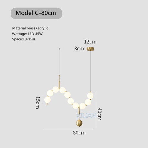 French Luxury Copper Pendant Lamps for Bedroom Living Room Kitchen Table Lighting Acrylic Round Bubble Ceiling Hanging Light - vue 16 sur 16