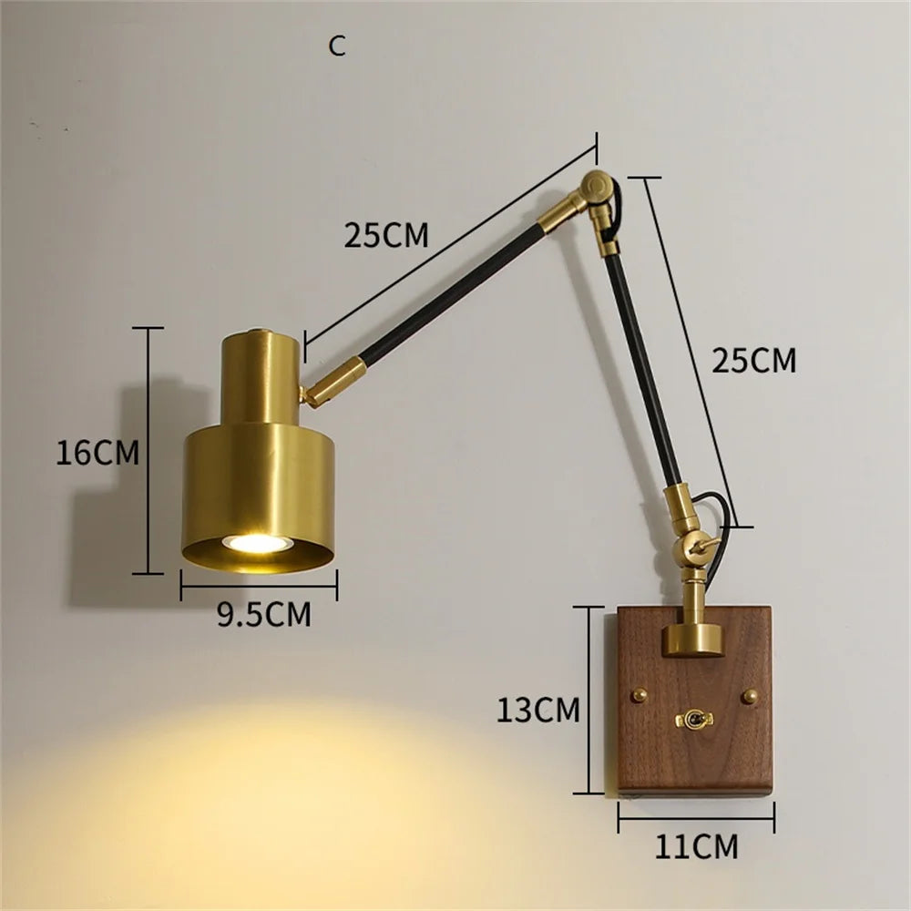 applique loft vintage ajustable en bois et cuivre luminaria - vue 10 sur 10