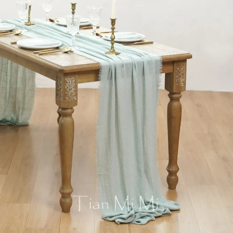 Chemin de table coton gaze style vintage mariage - vue 26 sur 29