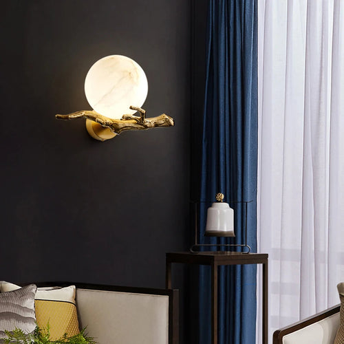 applique murale de luxe en cuivre marbre et laiton - vue 5 sur 7