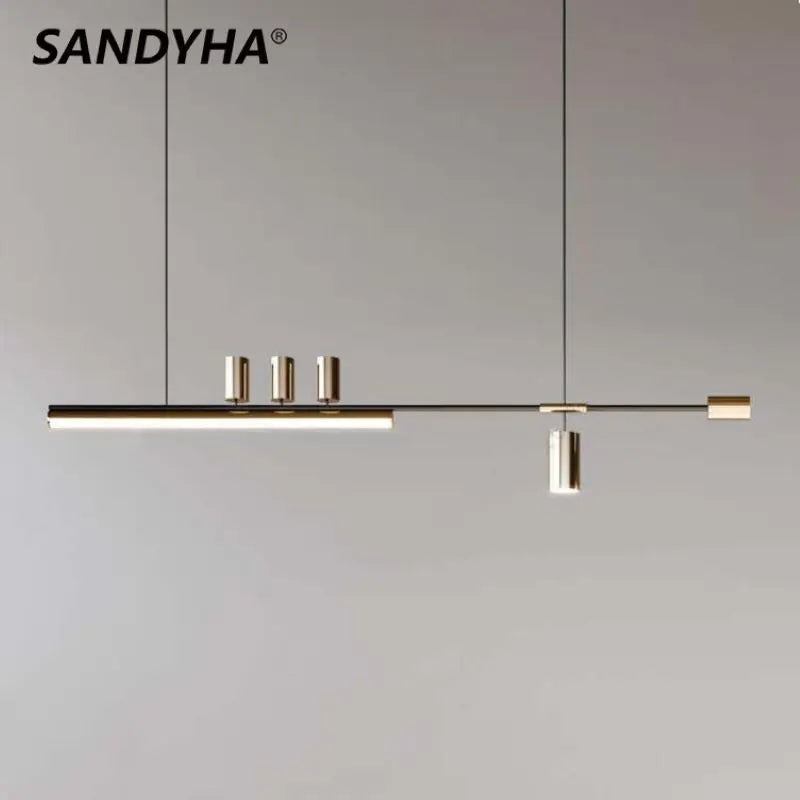 SANDYHA Restaurant moderne Lustres bande linéaire lampe à LED salle à manger Lustre Salon Design Luxe Luminarias Pendentes E Lustres