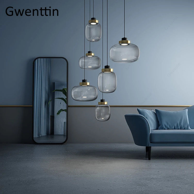 suspension moderne en verre pour décoration intérieure nordique - vue 3 sur 8