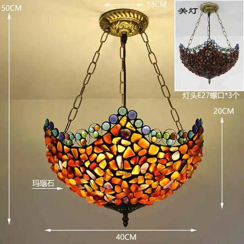 lustre en verre teinté style tiffany pour décoration intérieure suspendue - vue 12 sur 11