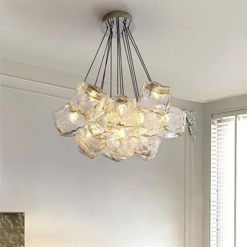 SANDYHA moderne romantique chambre lustre de luxe en verre glaçon forme lampe à LED salon salle à manger suspension éclairage décor à la maison