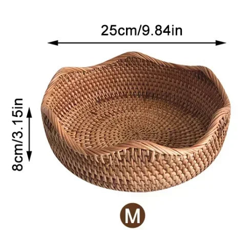 panier de rangement tissé en rotin pour cuisine et pique-nique