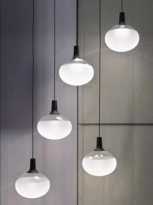 lustre en verre mat éclairage moderne pour intérieur design - vue 9 sur 9